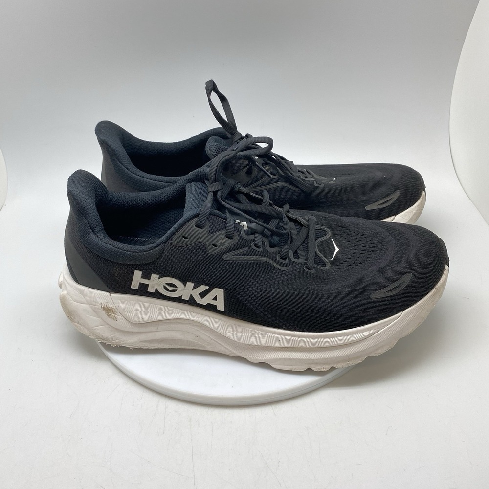 Hoka‎ One One Sneakers Mens 12 D Arahi 8 1168690 BWHT Black Running Gym Shoes